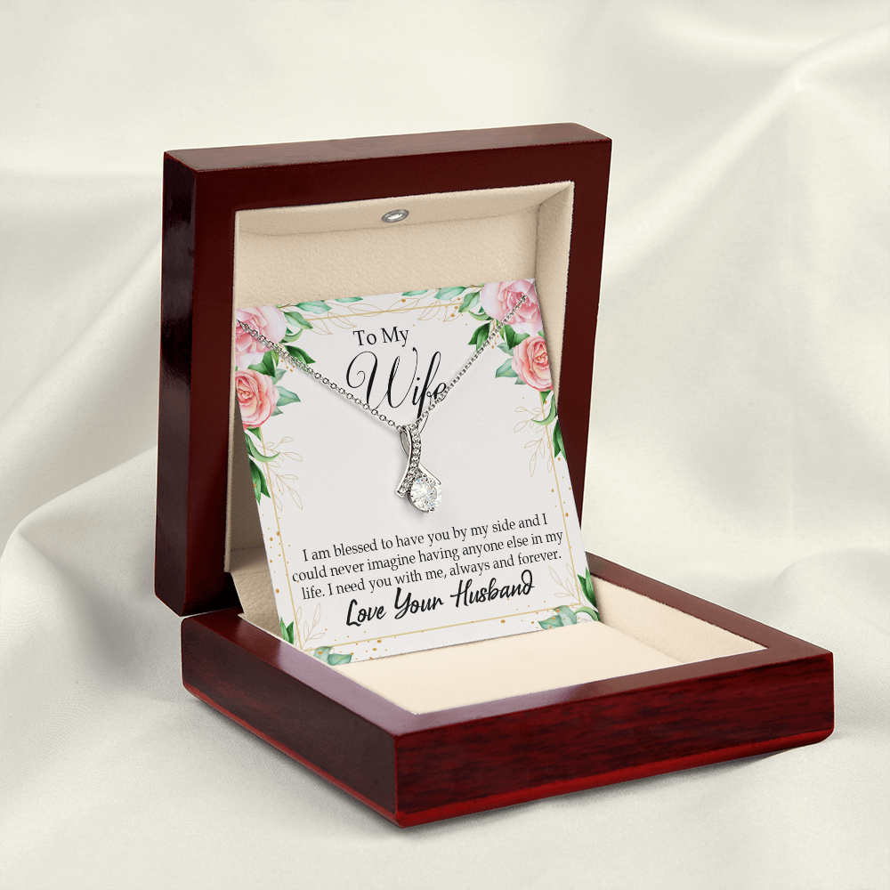 To My Wife I Am Blessed to Have You Alluring Ribbon Necklace Message Card-Express Your Love Gifts