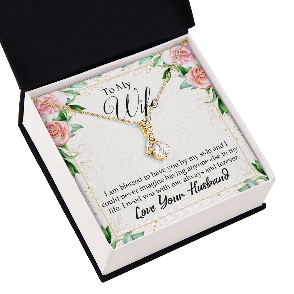 To My Wife I Am Blessed to Have You Alluring Ribbon Necklace Message Card-Express Your Love Gifts