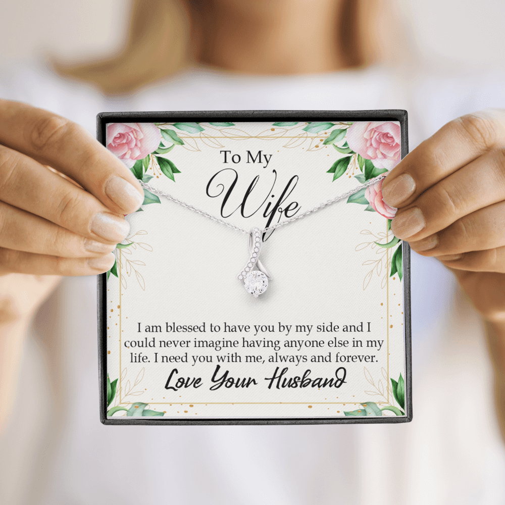 To My Wife I Am Blessed to Have You Alluring Ribbon Necklace Message Card-Express Your Love Gifts