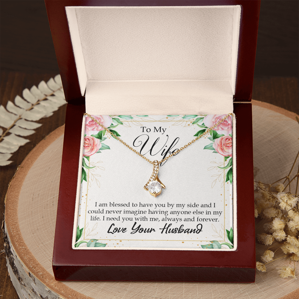 To My Wife I Am Blessed to Have You Alluring Ribbon Necklace Message Card-Express Your Love Gifts