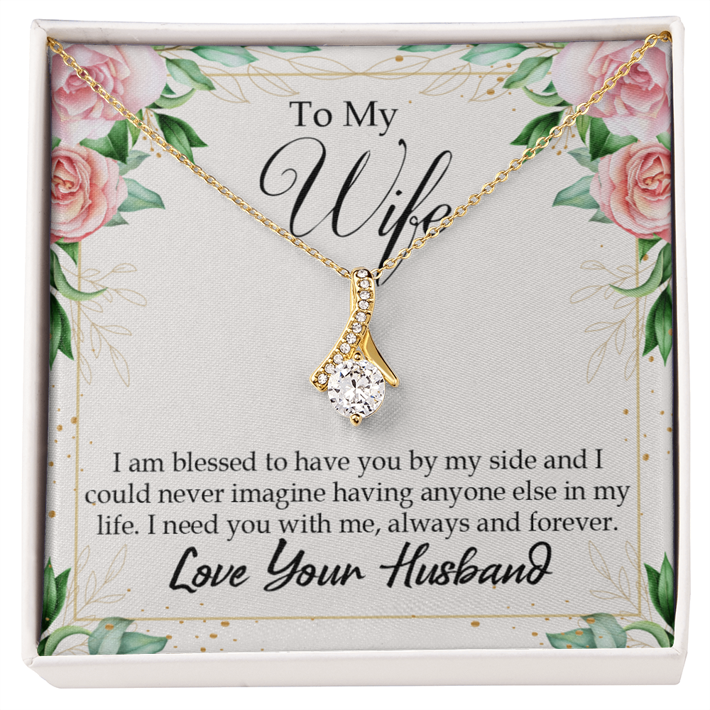 To My Wife I Am Blessed to Have You Alluring Ribbon Necklace Message Card-Express Your Love Gifts