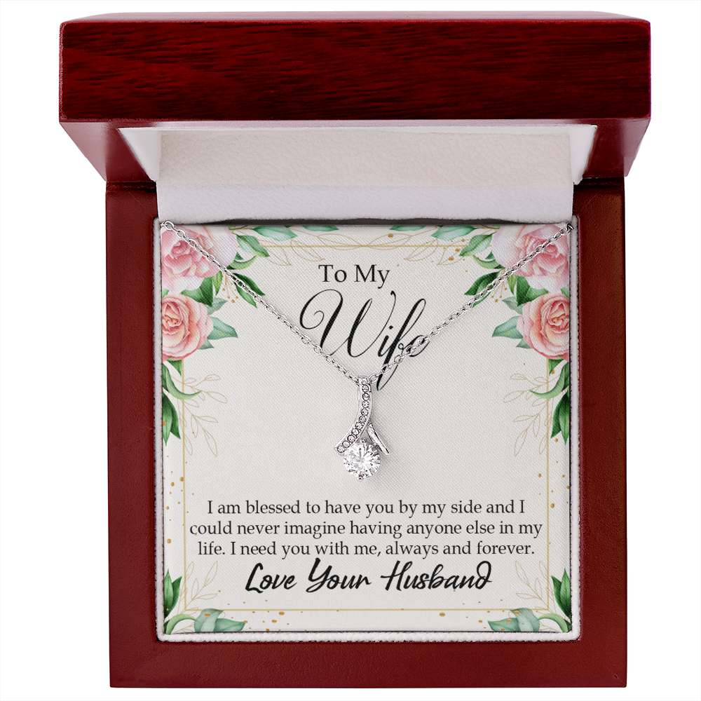 To My Wife I Am Blessed to Have You Alluring Ribbon Necklace Message Card-Express Your Love Gifts