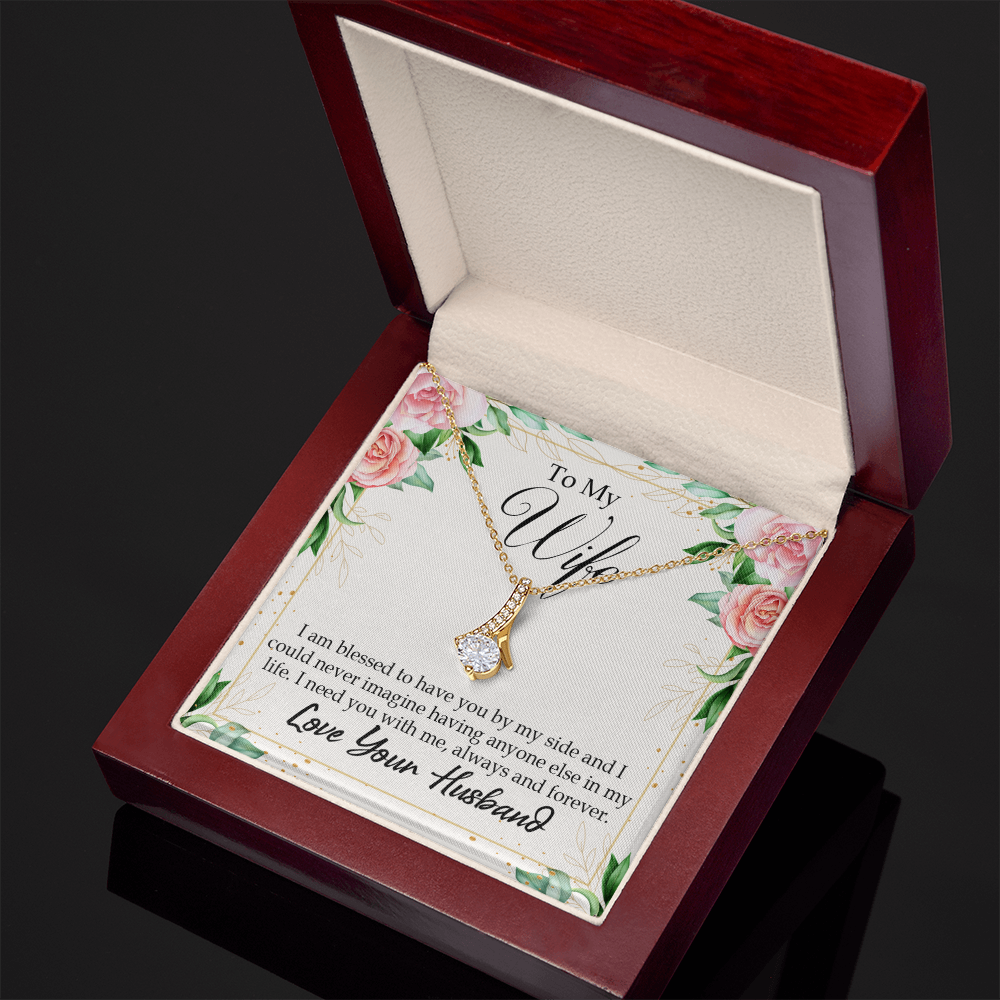 To My Wife I Am Blessed to Have You Alluring Ribbon Necklace Message Card-Express Your Love Gifts