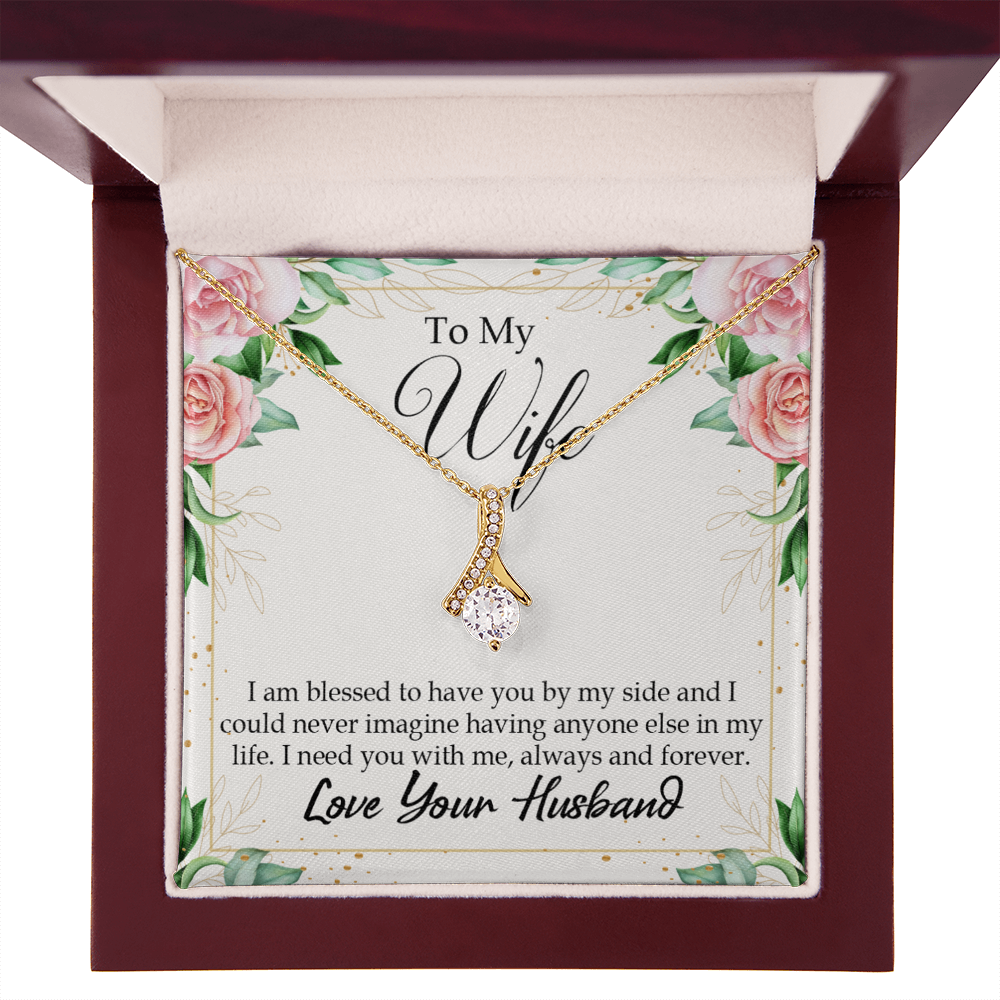 To My Wife I Am Blessed to Have You Alluring Ribbon Necklace Message Card-Express Your Love Gifts