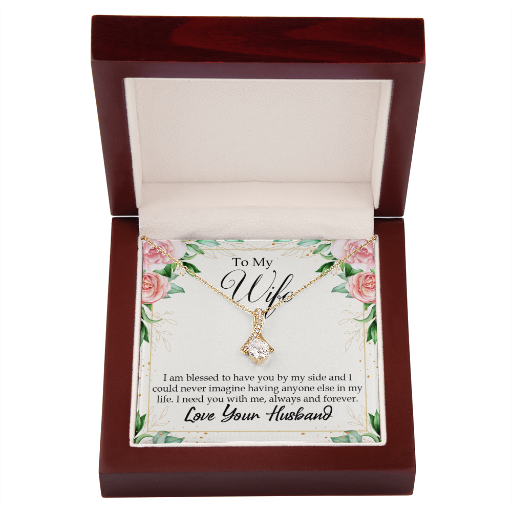 To My Wife I Am Blessed to Have You Alluring Ribbon Necklace Message Card-Express Your Love Gifts