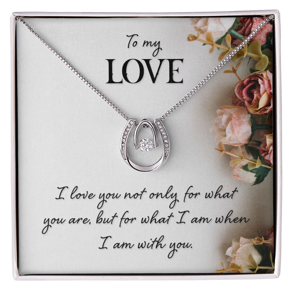 To My Wife I Am With You Lucky Horseshoe Necklace Message Card 14k w CZ Crystals-Express Your Love Gifts