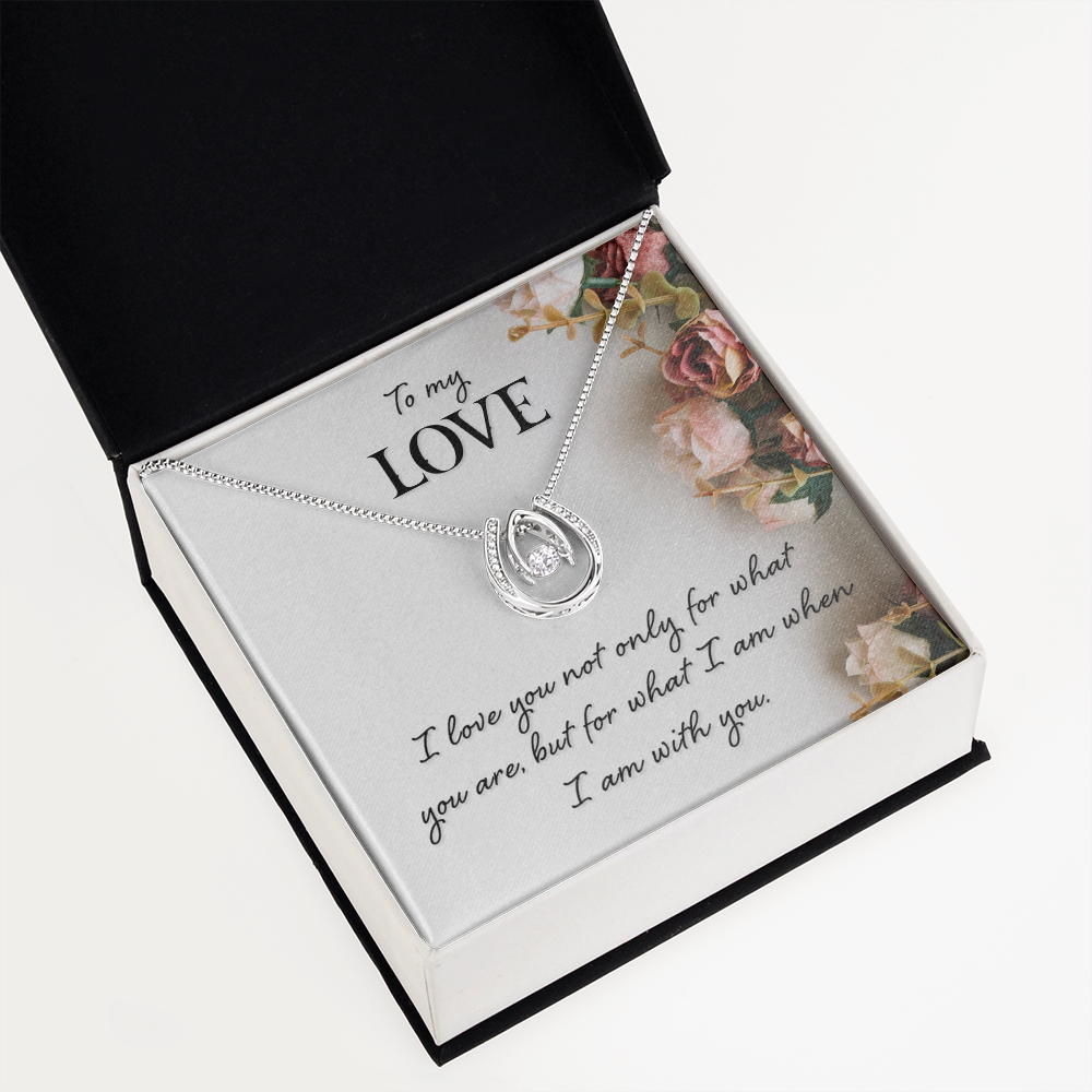 To My Wife I Am With You Lucky Horseshoe Necklace Message Card 14k w CZ Crystals-Express Your Love Gifts