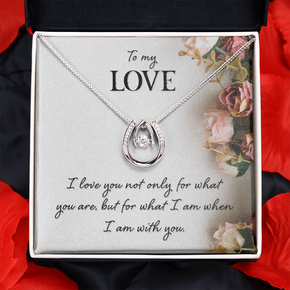 To My Wife I Am With You Lucky Horseshoe Necklace Message Card 14k w CZ Crystals-Express Your Love Gifts