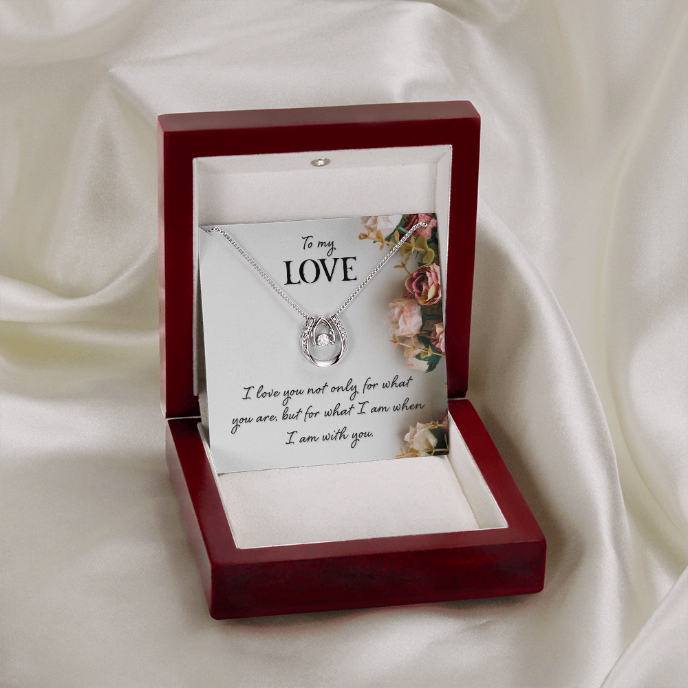 To My Wife I Am With You Lucky Horseshoe Necklace Message Card 14k w CZ Crystals-Express Your Love Gifts