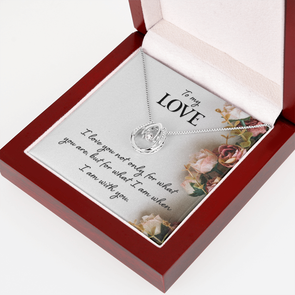 To My Wife I Am With You Lucky Horseshoe Necklace Message Card 14k w CZ Crystals-Express Your Love Gifts