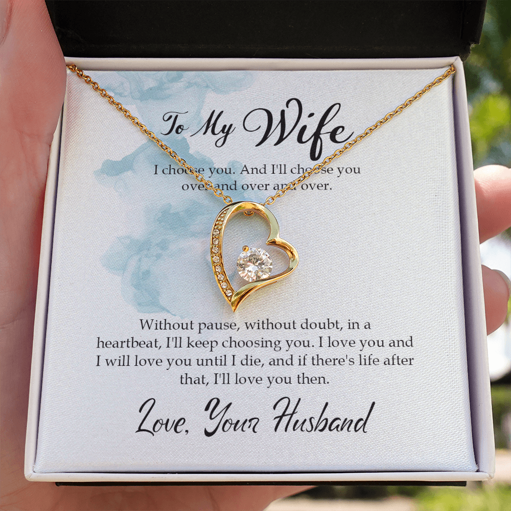 To My Wife I Choose You Forever Necklace w Message Card-Express Your Love Gifts