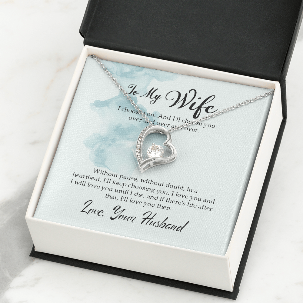 To My Wife I Choose You Forever Necklace w Message Card-Express Your Love Gifts