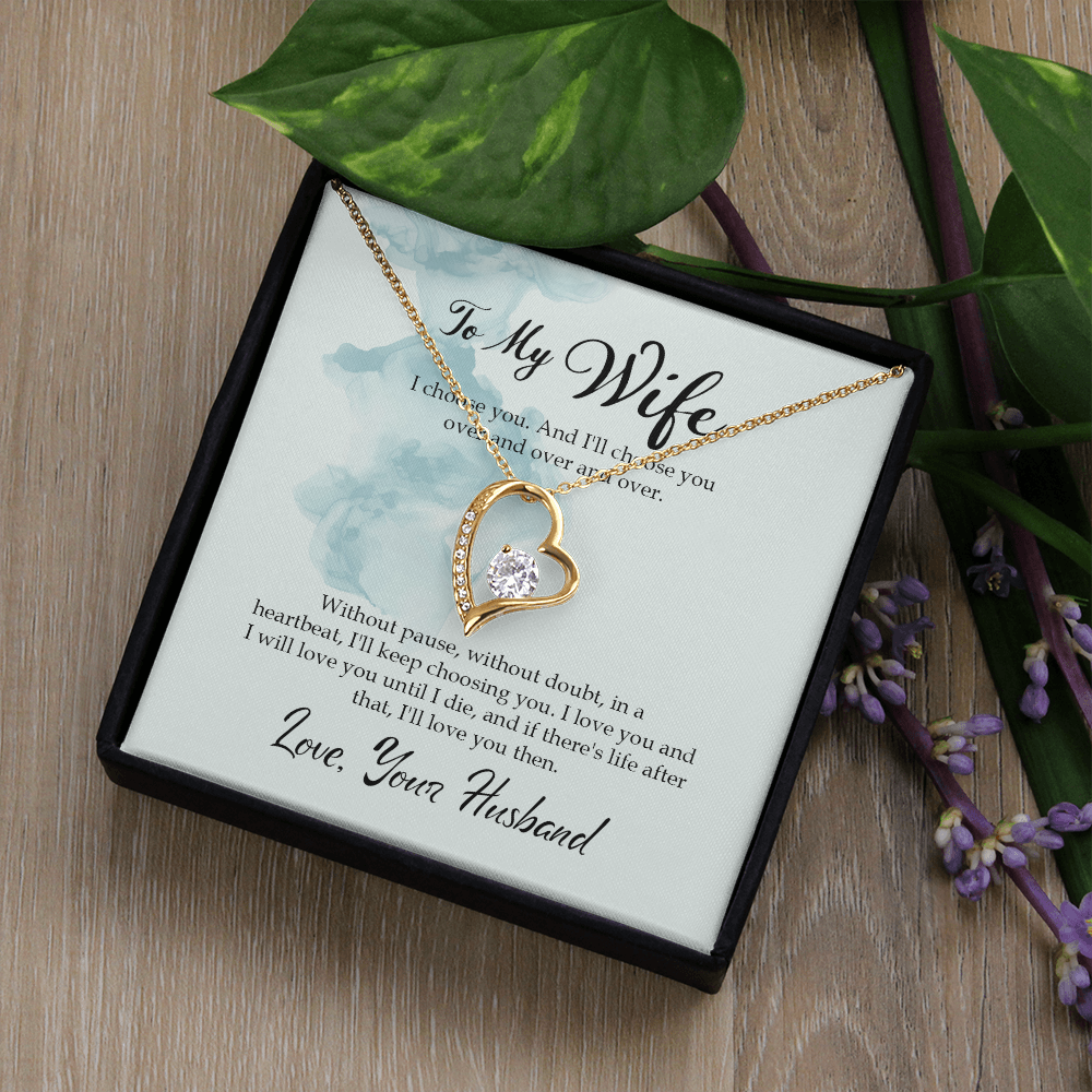 To My Wife I Choose You Forever Necklace w Message Card-Express Your Love Gifts