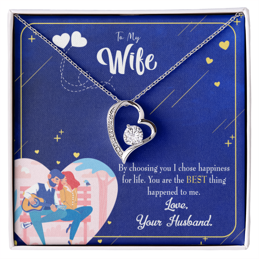 To My Wife I Chose Happiness Forever Necklace w Message Card-Express Your Love Gifts