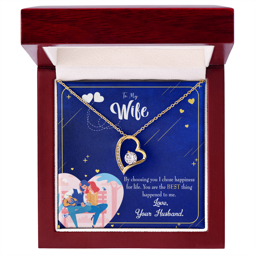 To My Wife I Chose Happiness Forever Necklace w Message Card-Express Your Love Gifts