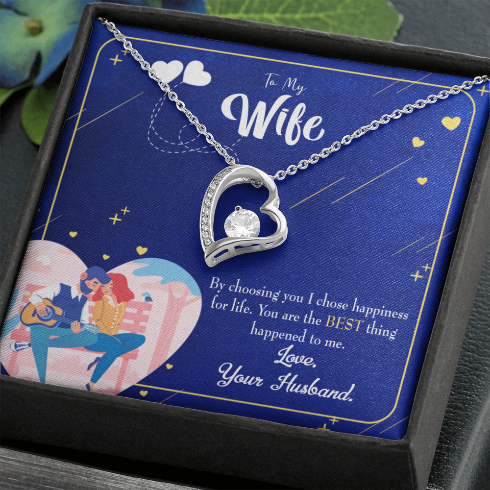 To My Wife I Chose Happiness Forever Necklace w Message Card-Express Your Love Gifts