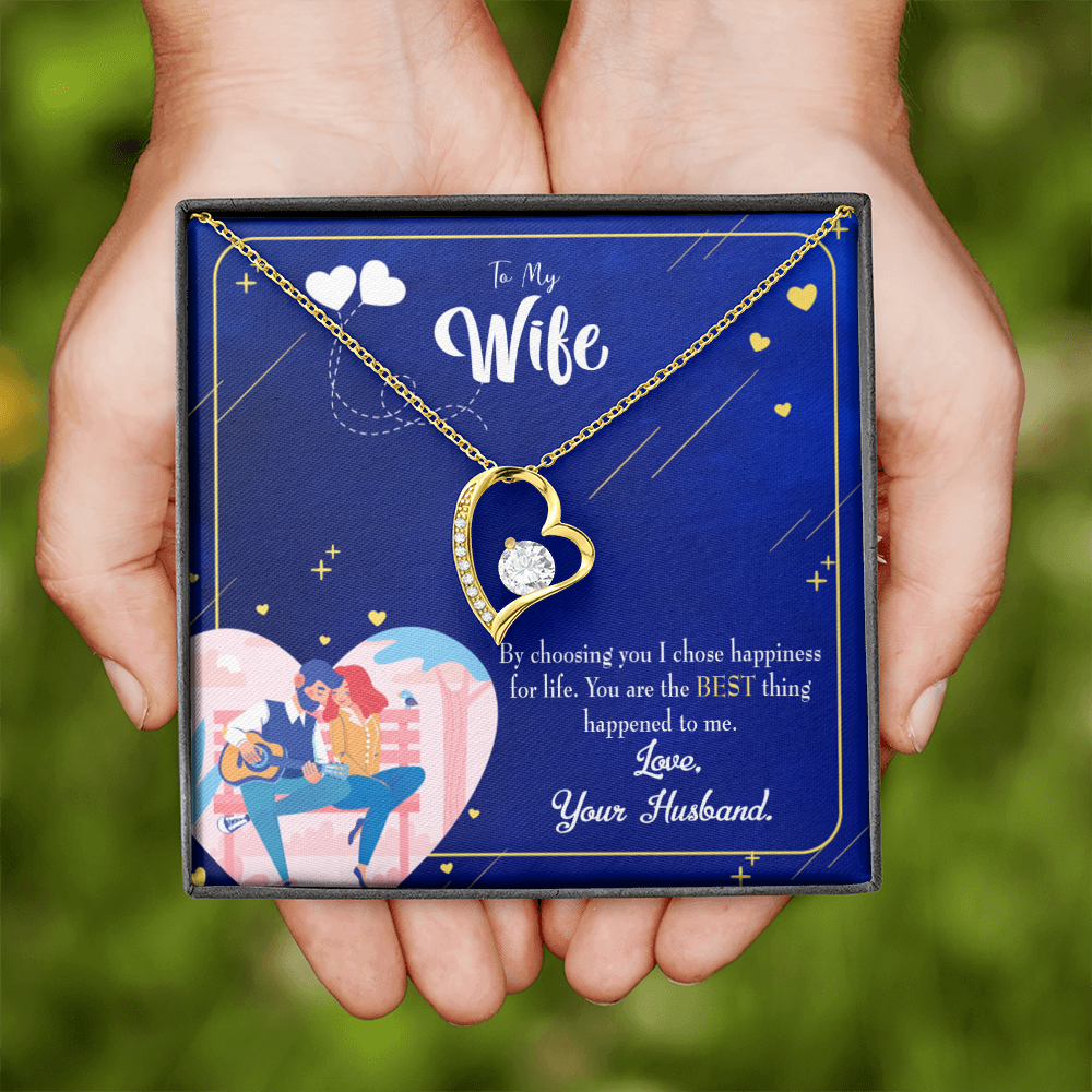 To My Wife I Chose Happiness Forever Necklace w Message Card-Express Your Love Gifts