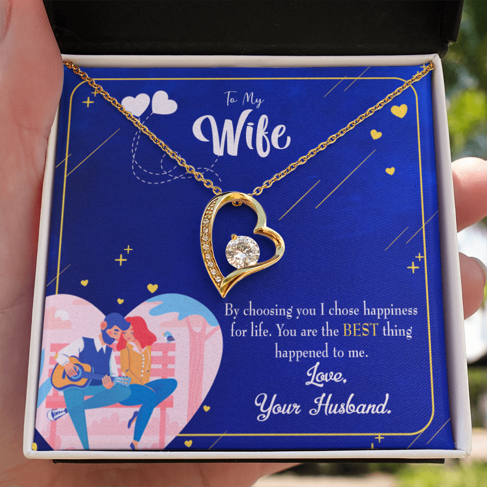 To My Wife I Chose Happiness Forever Necklace w Message Card-Express Your Love Gifts