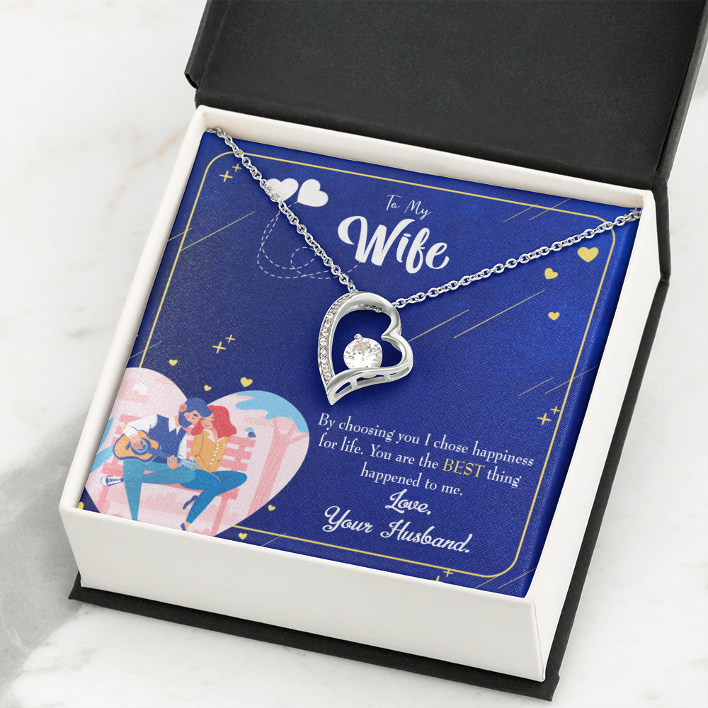 To My Wife I Chose Happiness Forever Necklace w Message Card-Express Your Love Gifts