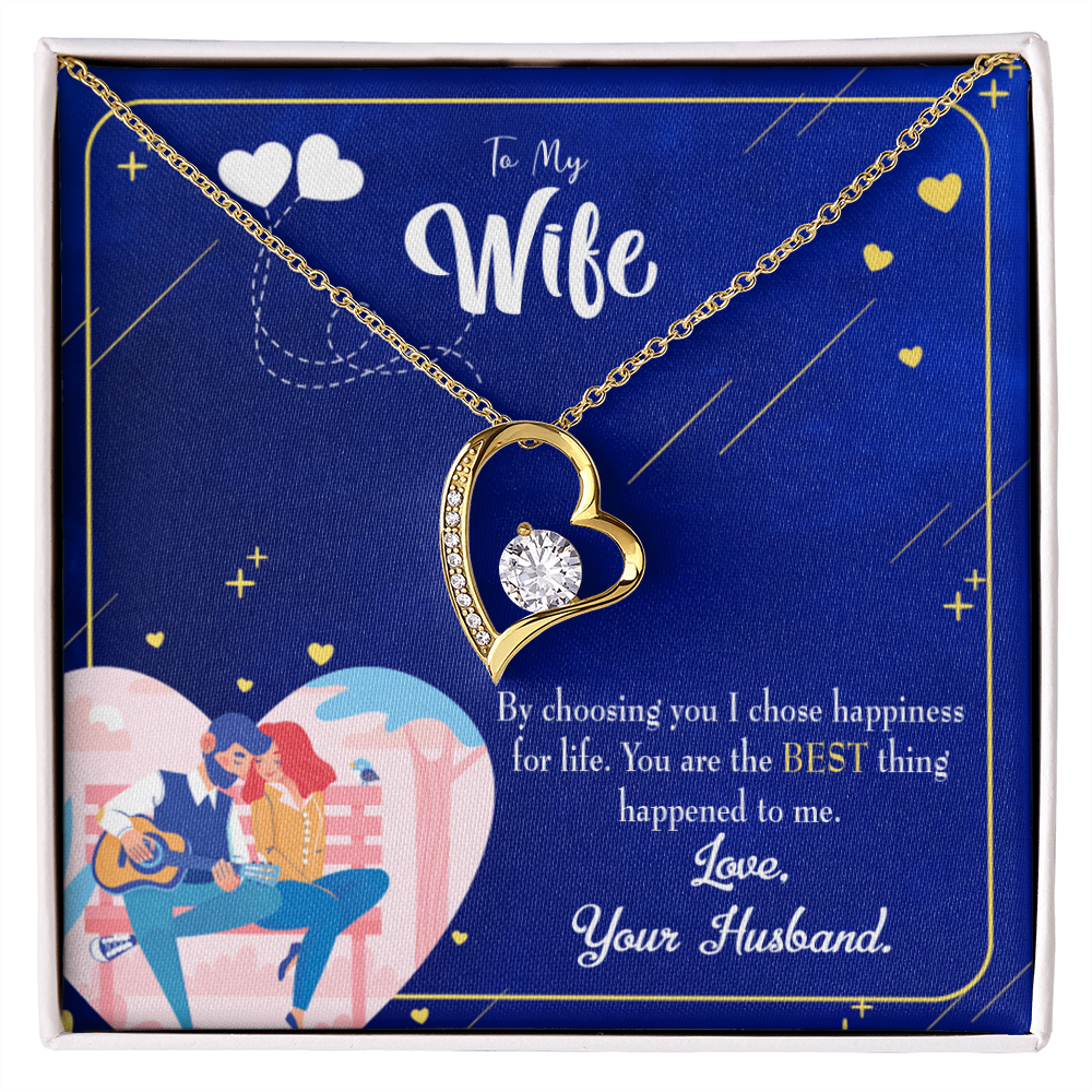 To My Wife I Chose Happiness Forever Necklace w Message Card-Express Your Love Gifts