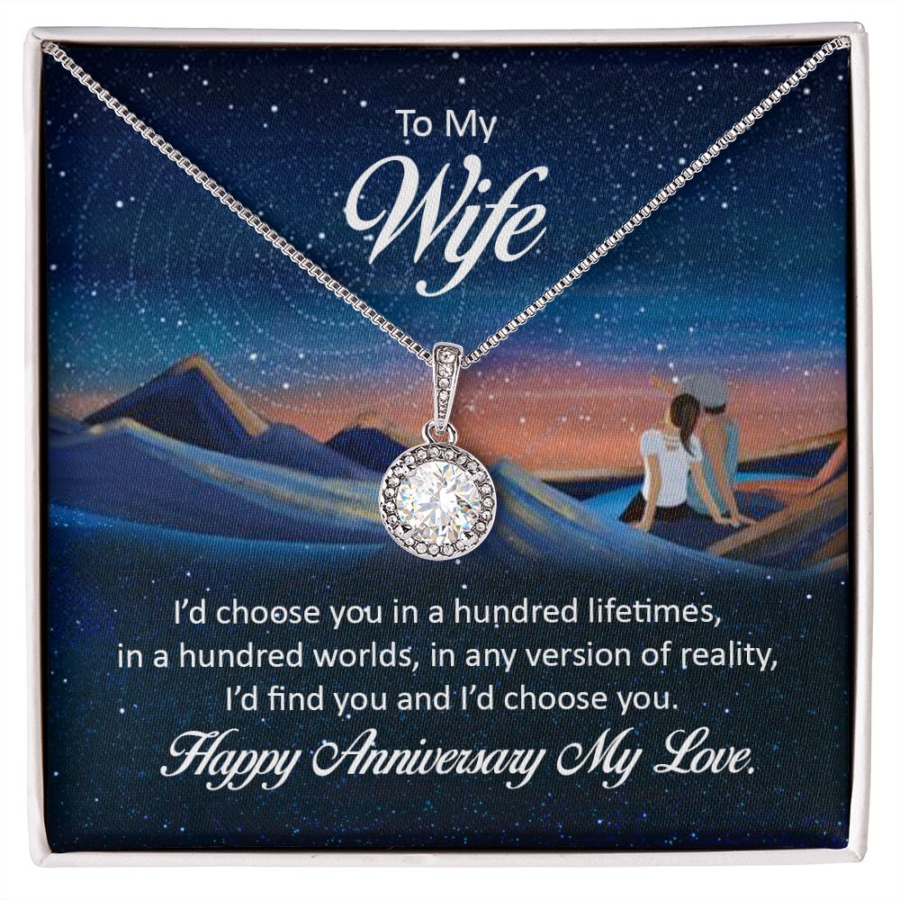 To My Wife I'd Choose You in a Hundred Lifetimes Eternal Hope Necklace Message Card-Express Your Love Gifts