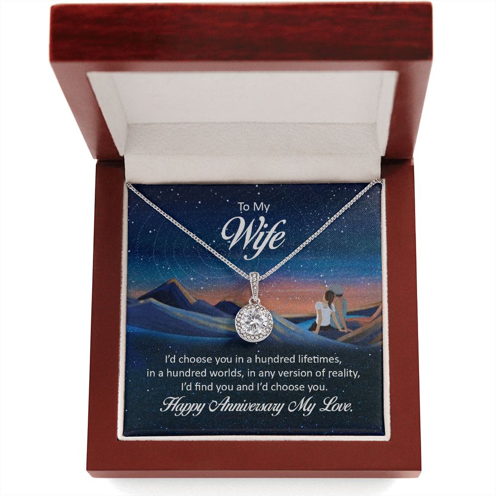 To My Wife I'd Choose You in a Hundred Lifetimes Eternal Hope Necklace Message Card-Express Your Love Gifts