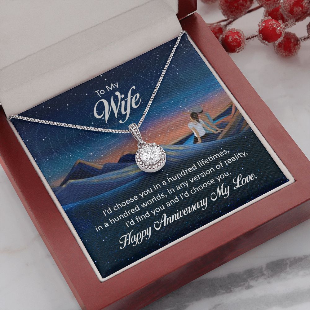 To My Wife I'd Choose You in a Hundred Lifetimes Eternal Hope Necklace Message Card-Express Your Love Gifts