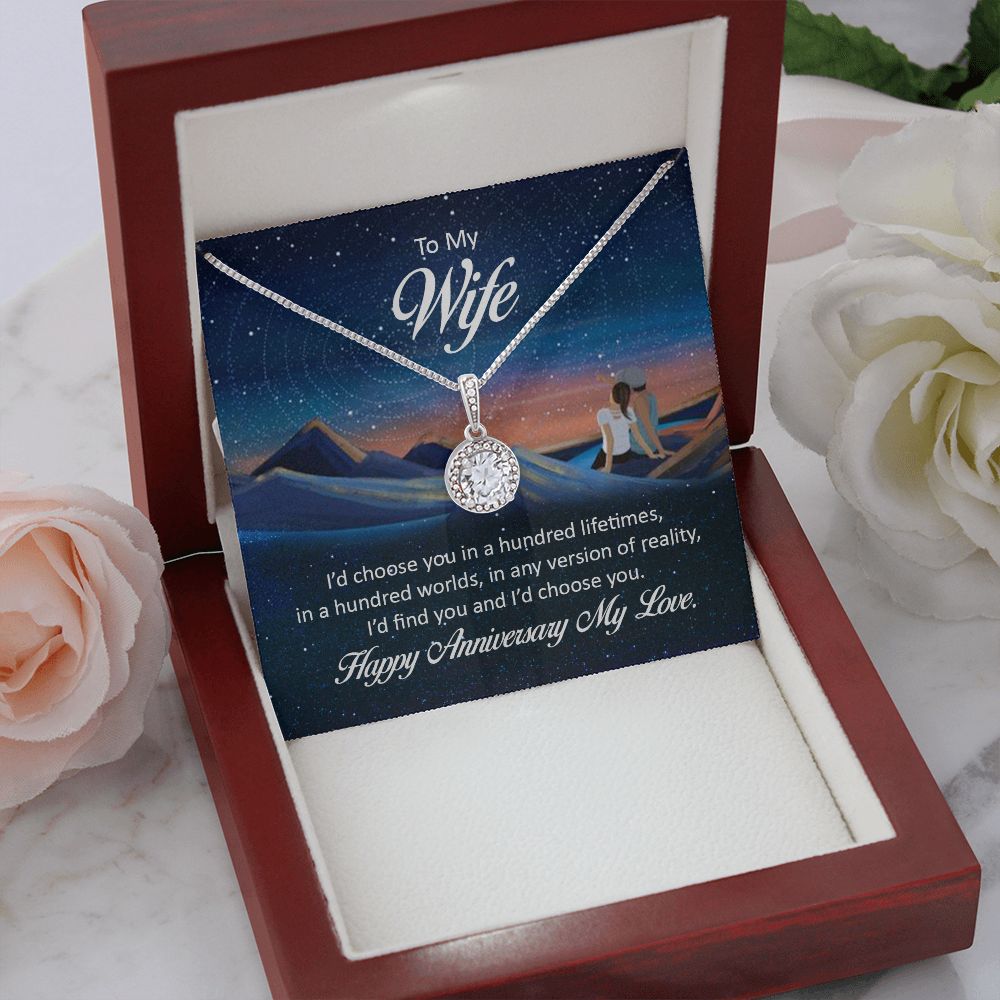 To My Wife I'd Choose You in a Hundred Lifetimes Eternal Hope Necklace Message Card-Express Your Love Gifts