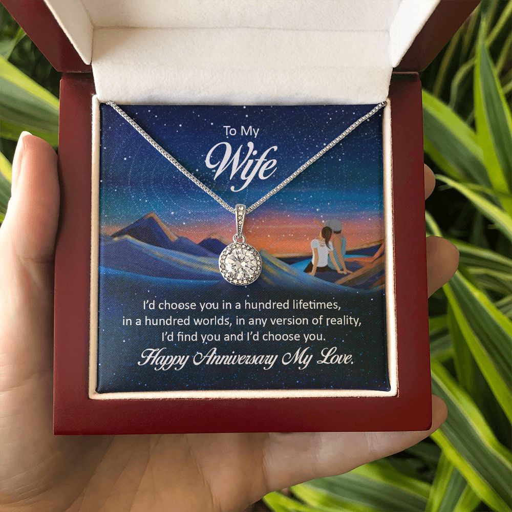 To My Wife I'd Choose You in a Hundred Lifetimes Eternal Hope Necklace Message Card-Express Your Love Gifts