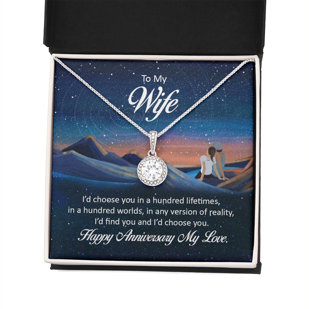 To My Wife I'd Choose You in a Hundred Lifetimes Eternal Hope Necklace Message Card-Express Your Love Gifts