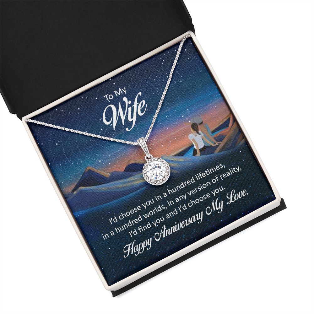 To My Wife I'd Choose You in a Hundred Lifetimes Eternal Hope Necklace Message Card-Express Your Love Gifts