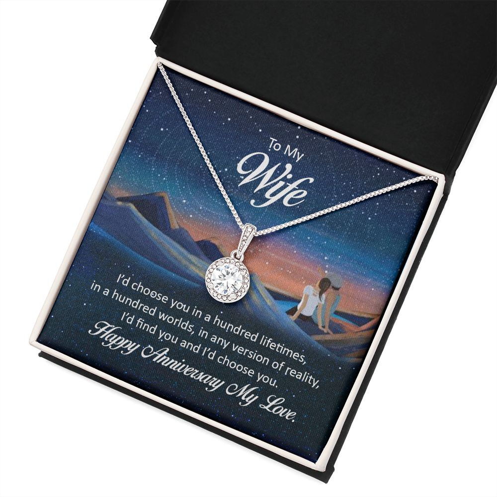 To My Wife I'd Choose You in a Hundred Lifetimes Eternal Hope Necklace Message Card-Express Your Love Gifts