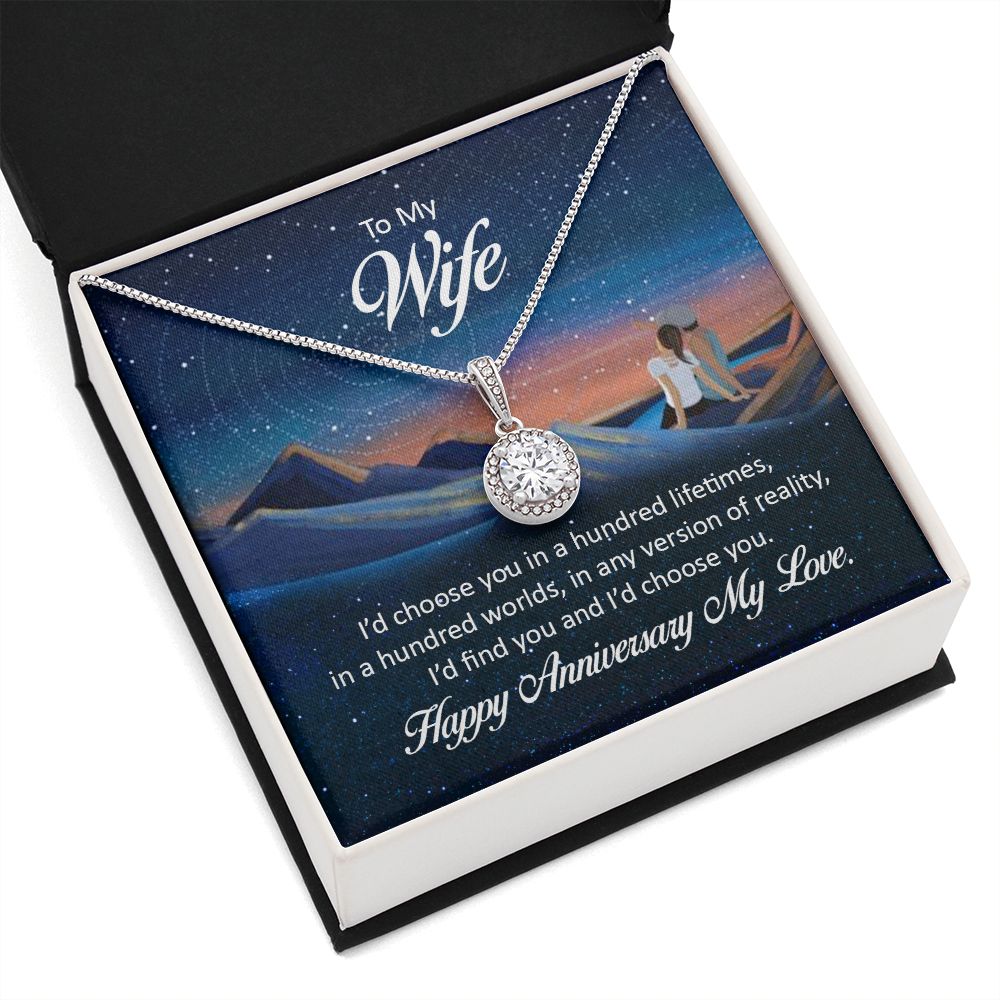 To My Wife I'd Choose You in a Hundred Lifetimes Eternal Hope Necklace Message Card-Express Your Love Gifts