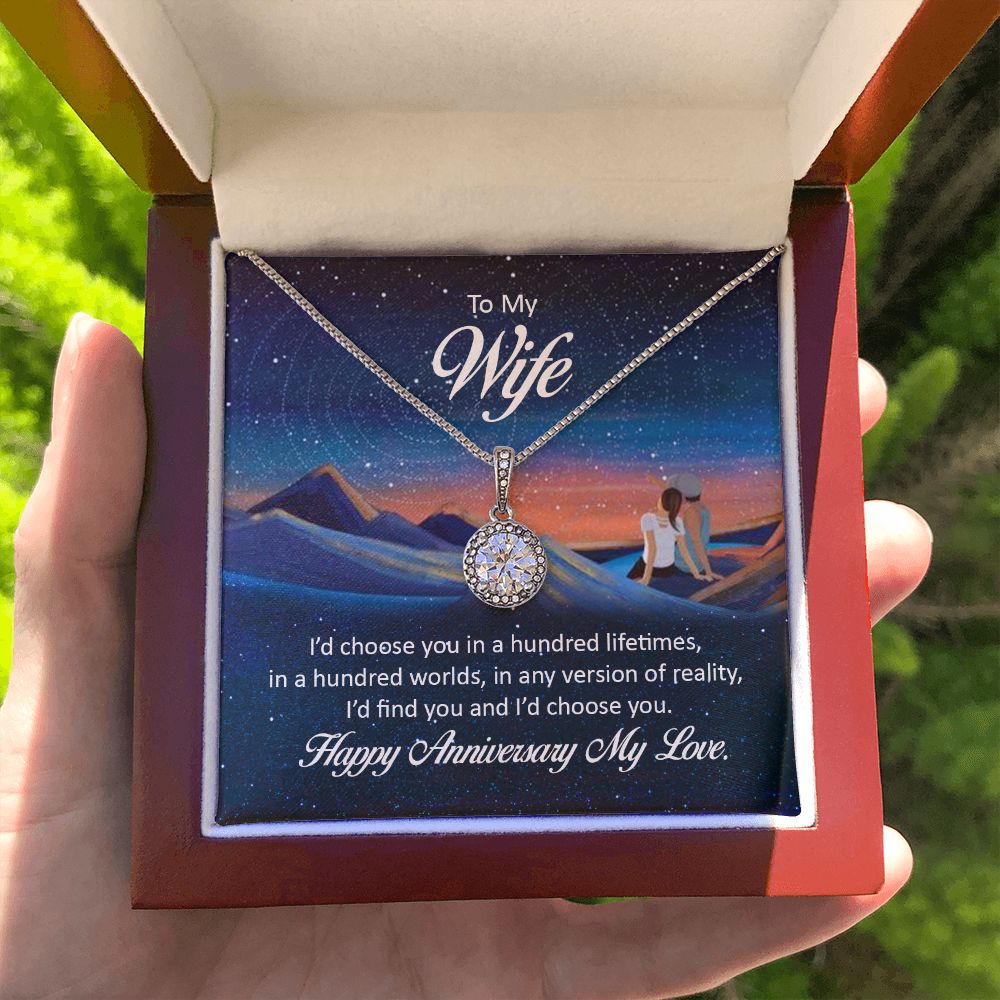 To My Wife I'd Choose You in a Hundred Lifetimes Eternal Hope Necklace Message Card-Express Your Love Gifts