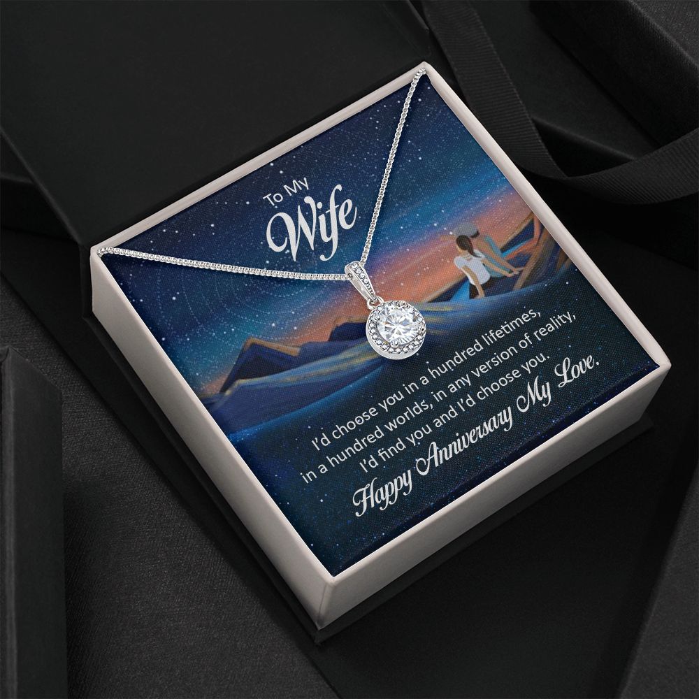 To My Wife I'd Choose You in a Hundred Lifetimes Eternal Hope Necklace Message Card-Express Your Love Gifts