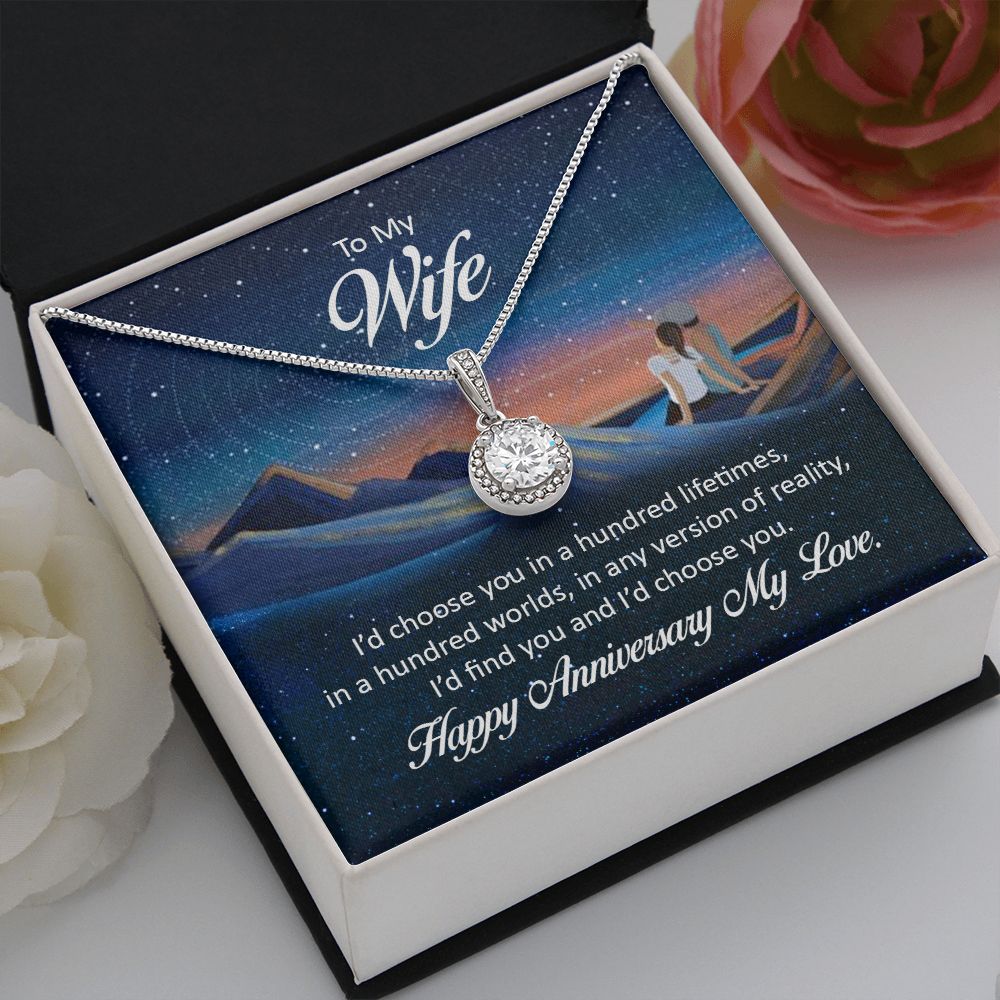 To My Wife I'd Choose You in a Hundred Lifetimes Eternal Hope Necklace Message Card-Express Your Love Gifts