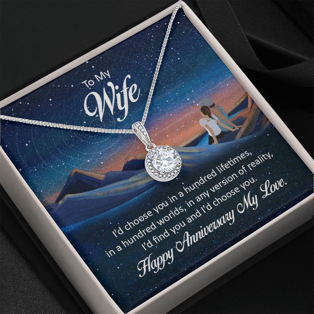 To My Wife I'd Choose You in a Hundred Lifetimes Eternal Hope Necklace Message Card-Express Your Love Gifts