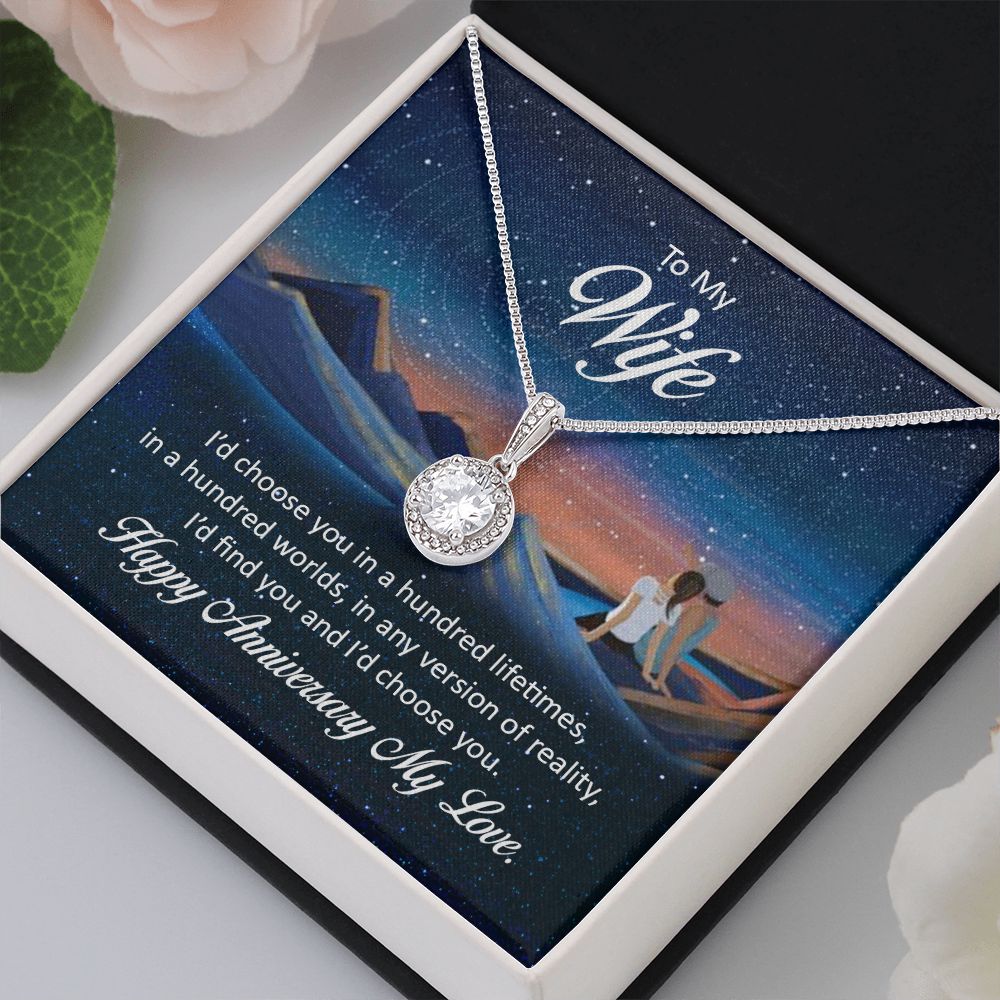 To My Wife I'd Choose You in a Hundred Lifetimes Eternal Hope Necklace Message Card-Express Your Love Gifts