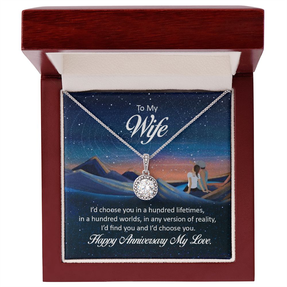 To My Wife I'd Choose You in a Hundred Lifetimes Eternal Hope Necklace Message Card-Express Your Love Gifts