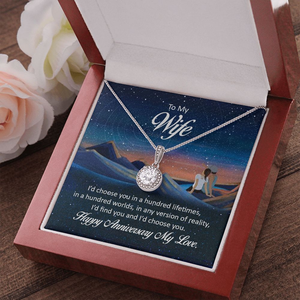 To My Wife I'd Choose You in a Hundred Lifetimes Eternal Hope Necklace Message Card-Express Your Love Gifts