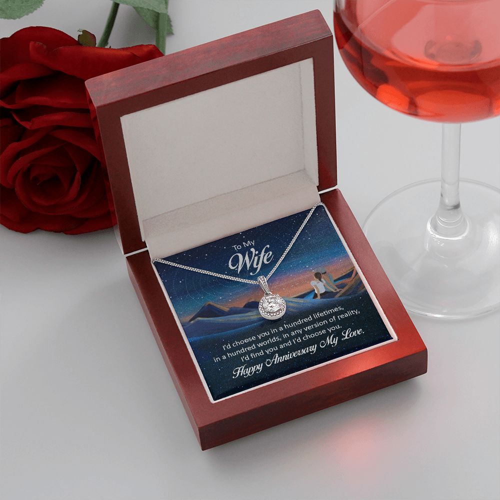 To My Wife I'd Choose You in a Hundred Lifetimes Eternal Hope Necklace Message Card-Express Your Love Gifts