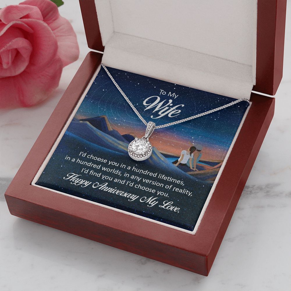 To My Wife I'd Choose You in a Hundred Lifetimes Eternal Hope Necklace Message Card-Express Your Love Gifts