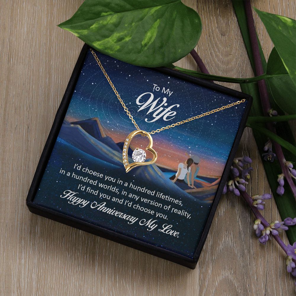 To My Wife I'd Choose You in a Hundred Lifetimes Forever Necklace w Message Card-Express Your Love Gifts