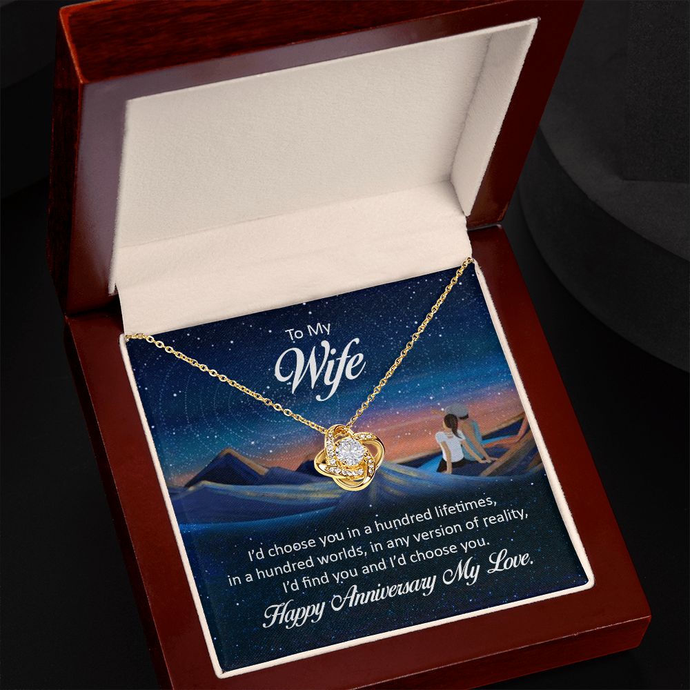 To My Wife I'd Choose You in a Hundred Lifetimes Infinity Knot Necklace Message Card-Express Your Love Gifts