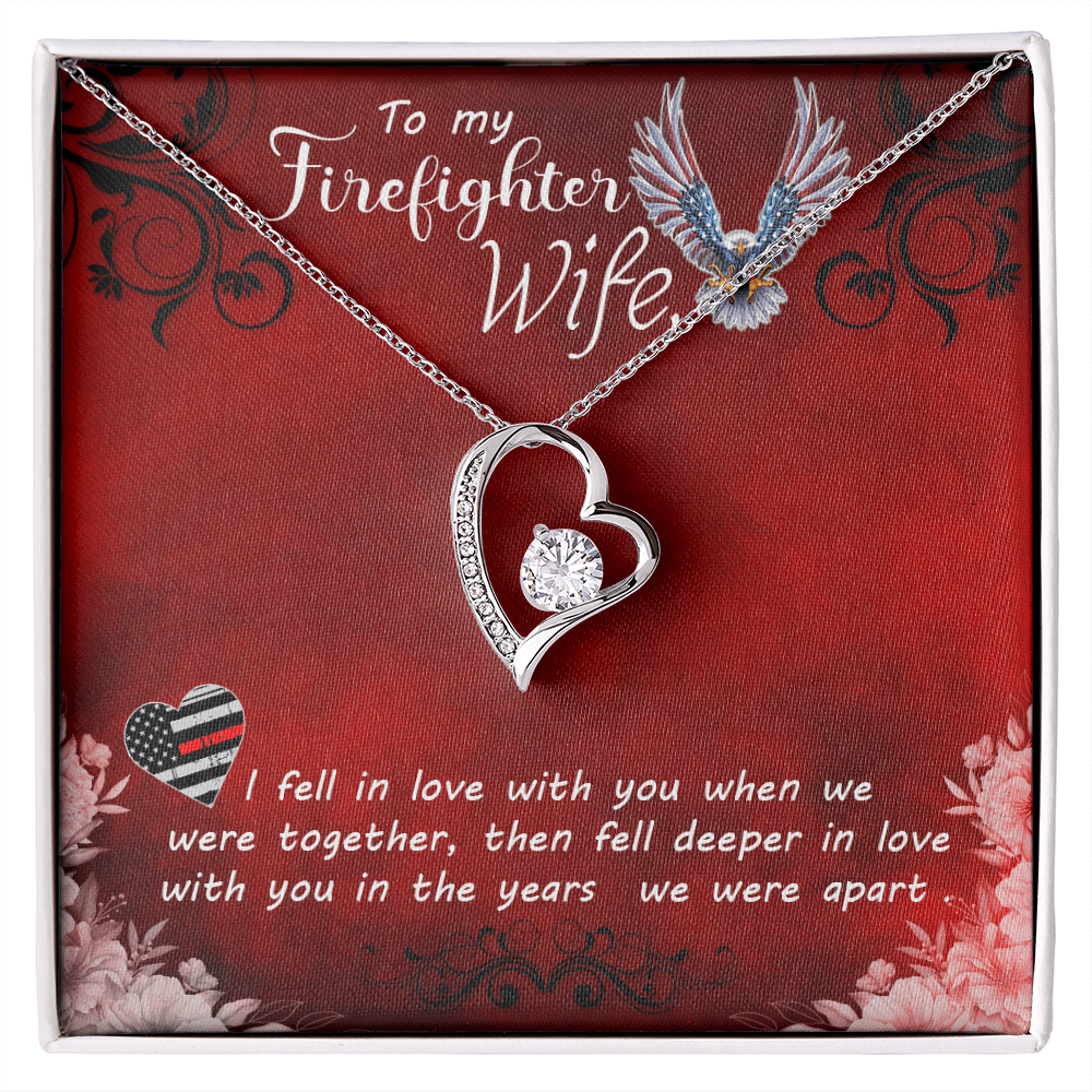 To My Wife I Fell in Love Firefighter Wife Forever Necklace w Message Card-Express Your Love Gifts