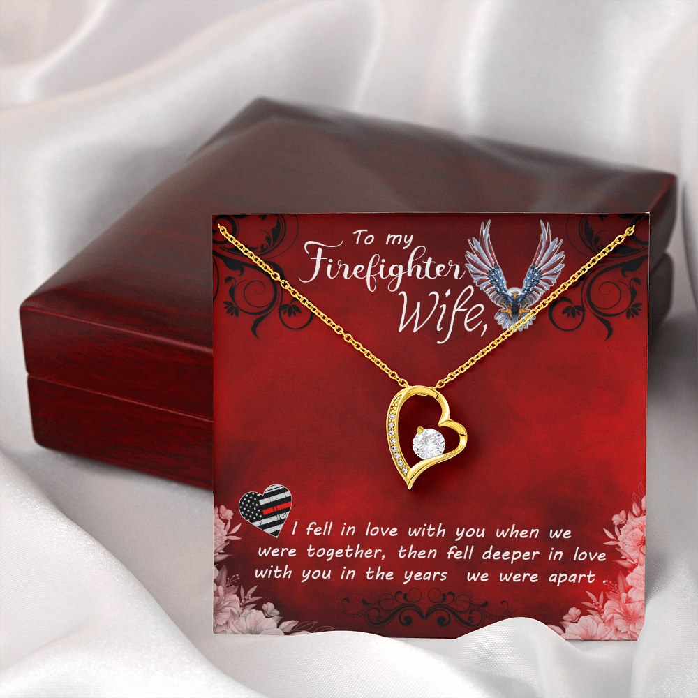 To My Wife I Fell in Love Firefighter Wife Forever Necklace w Message Card-Express Your Love Gifts