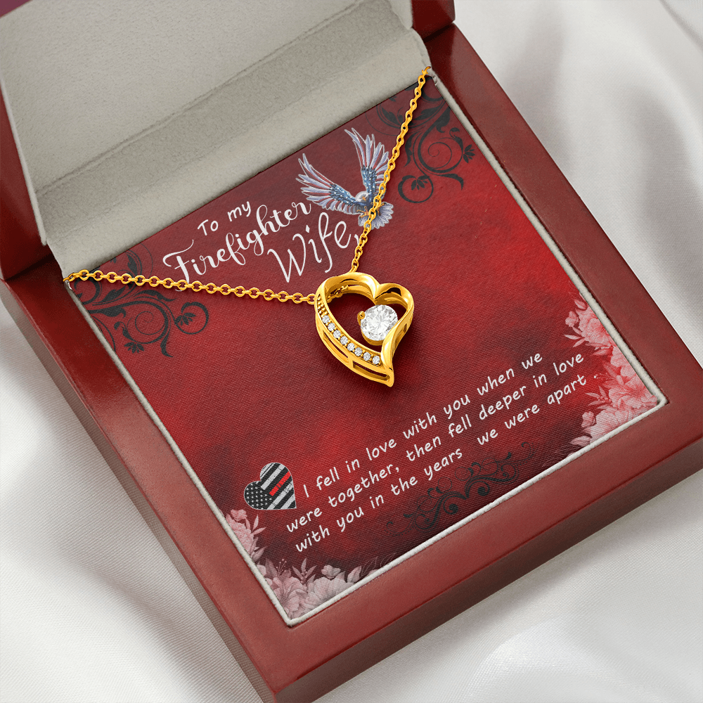 To My Wife I Fell in Love Firefighter Wife Forever Necklace w Message Card-Express Your Love Gifts