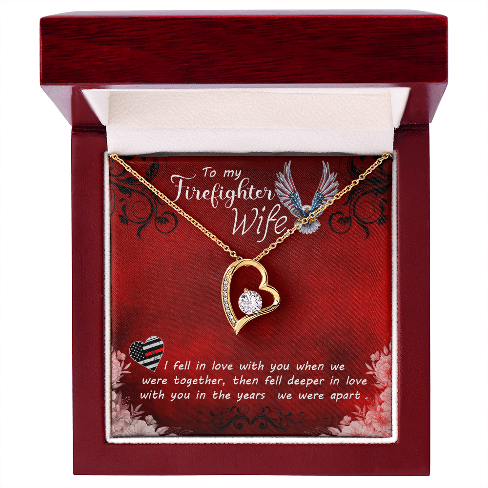 To My Wife I Fell in Love Firefighter Wife Forever Necklace w Message Card-Express Your Love Gifts