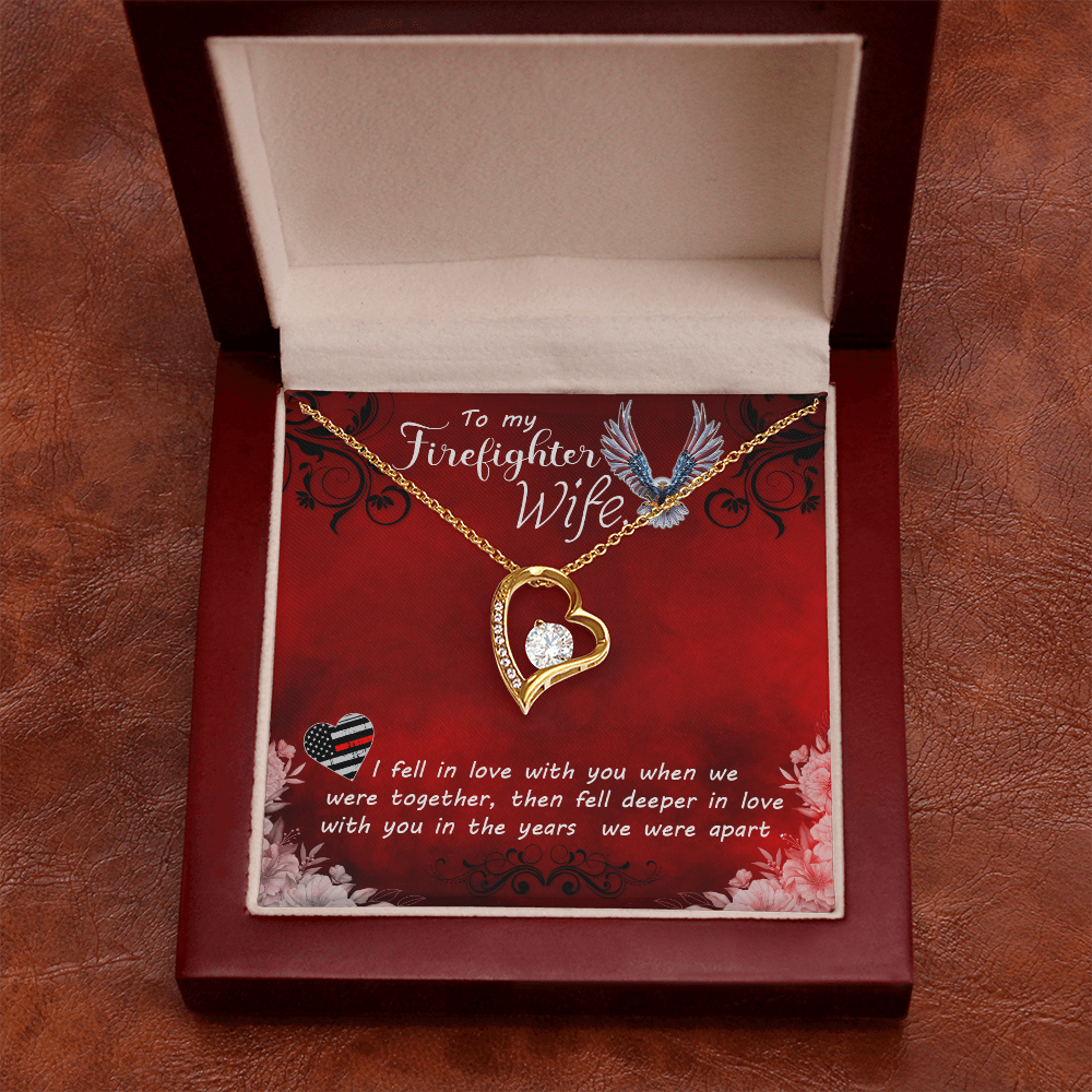 To My Wife I Fell in Love Firefighter Wife Forever Necklace w Message Card-Express Your Love Gifts