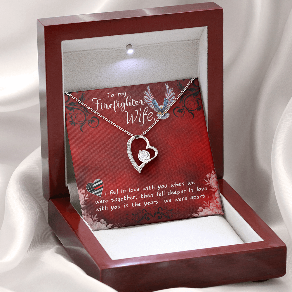 To My Wife I Fell in Love Firefighter Wife Forever Necklace w Message Card-Express Your Love Gifts